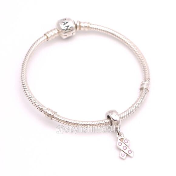 Authentic PANDORA Breast Cancer Awareness Ribbon Charm - Picture 5 of 7